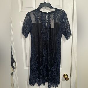Romeo & Juliet Couture Black and Blue Lace Midi Dress